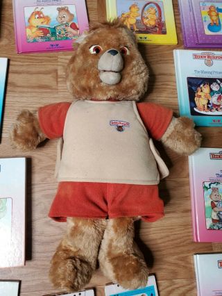 Vtg 1985 Teddy Ruxpin Toy Stuffed Animal Bear Worlds Of Wonder Books / Cassettes 8