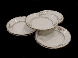 Set Of 8 Antique Rosenthal Sanssouci Rose Ivory Gold Trim 10 " Rimmed Soup Bowls
