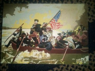 Vintage Washington Crossing The Delaware Paint by Number Painting Raised Flag 2