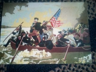Vintage Washington Crossing The Delaware Paint by Number Painting Raised Flag 4