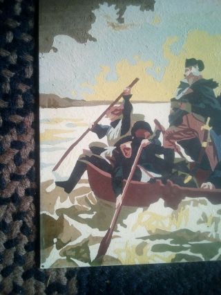 Vintage Washington Crossing The Delaware Paint by Number Painting Raised Flag 5