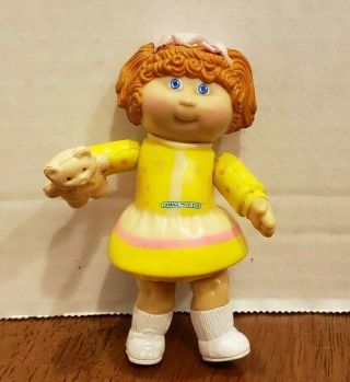 Vintage 1984 Cabbage Patch Kids Mini Pvc Figure Girl W.  Fabric Bows Yellow Dress