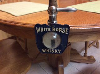 Antique WHITE HORSE CELLAR Scotch Whisky Dispenser Gaskell & Chambers Optic Shot 3