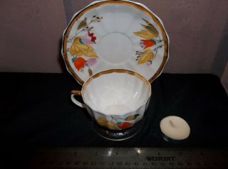 Porcelain Tea Cup And Saucer With Stand Marked Cccp For Shelf Or Table Top