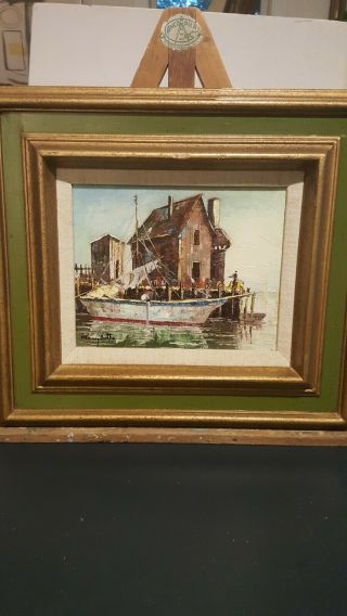 2 Mary Botto Oil Paintings Rockport Vintage Mid Century Nautical Seascape