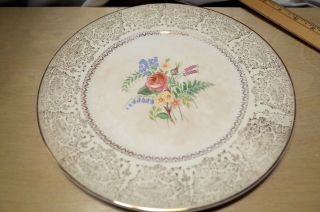 11” Century Salem China Antique Art Deco Dinner Plate 23 Karat Gold Encrusted