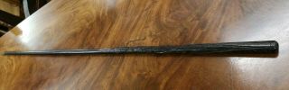 Antique Irish Carved Walking Stick With Clover Decoration