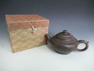 Chinese Pottery Teapot W/sign Of Yixing/ Purple Clay/ 9024