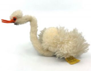 Steiff Woolen Swan Wool Pom Pom Bird 8cm 3in Id Button Tag 1964 - 67 Vintage