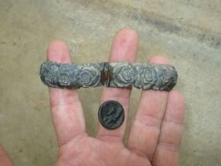 2 Antique Civil War Dug Relics - Brass Rose Bracelet & Eagle Button
