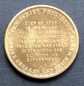 Calvin Coolidge 30th United States President 1923 - 1929 Token Medal 2