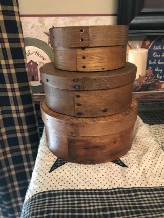 Early Antique Primitive Shaker Pantry Box Stack Of 3