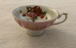Antique LM ROYAL HALSEY Very Fine Tea Cup & Saucer Reticulated Saucer Gold Trim 2