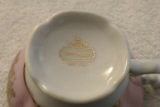 Antique LM ROYAL HALSEY Very Fine Tea Cup & Saucer Reticulated Saucer Gold Trim 4