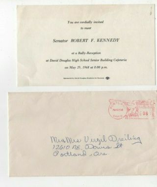 Robert Kennedy 1968 Oregon Campaign Rally Pass,  Letter,  Democratic Party