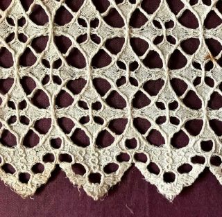 Unusual 17th/18th Century Italian Linen Whitework Cutwork Lace Embroidery 343
