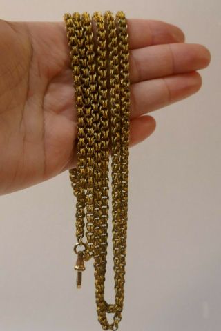 Antique Victorian Gold Gilt Watch Chain - 61 " Long