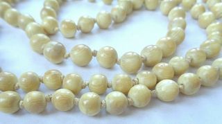 Antique 36 " Beige Color Smooth 8mm Bead Necklace