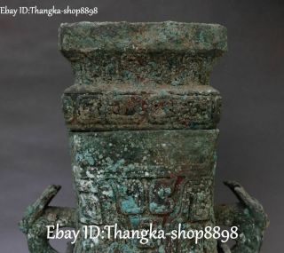 Old China Ancient Bronze Ware Dragon Loong Pixiu Beast Head Bottle Pot Vase Jar 2