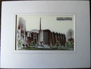 Vintage Silk Coventry Cathedral Consecrated 25 May 1962 J & J Cash Ltd Coventry