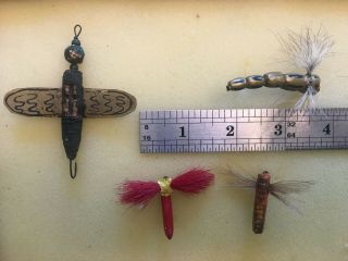 4 Vintage,  Antique Fly Bait,  Lures - Unknown Origin