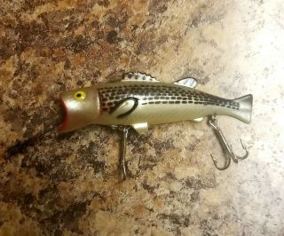 Vintage Buckeye Bait Company Bug N Bass Striper Finish Antique Fishing Lure Nm16