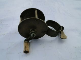 Antique Brass Small Fishing Reel With Rod Ring