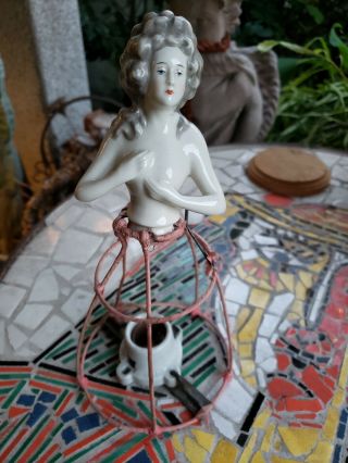 Vintage Germany ? Figural Boudior Victorian Lady Doll Lamp Shade