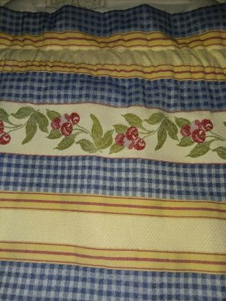 Vintage Country Style Cherry Curtains Blue Check Pattern Set Of 2 Homemade 4