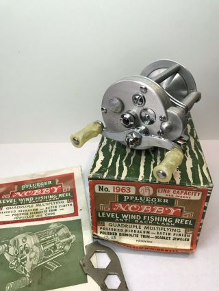 Vintage Pflueger Nobby 1963 Fishing/cast Reel W/box & Instruct.