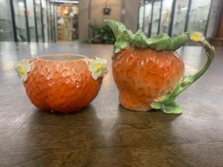 Antique Royal Bayreuth Strawberry Creamer And Sugar Bowl - Very Cool - Chips : (