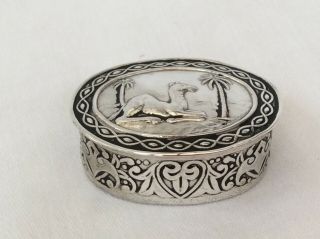 Egyptian Solid Silver Pill Box.
