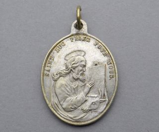 French,  Antique Religious Pendant.  Luke The Evangelist.  Mary And Christ Child.