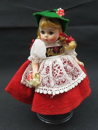 Vintage Madame Alexander Miniature Showcase Switzerland Doll & Stand