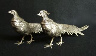 Antique French Silver Over Bronze Pheasants Table Centerpiece
