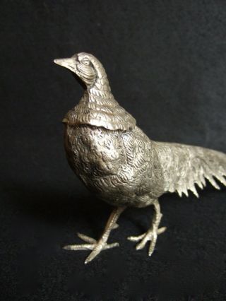 Antique French silver over bronze pheasants table centerpiece 4