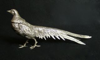 Antique French silver over bronze pheasants table centerpiece 5