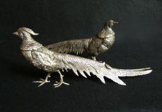 Antique French silver over bronze pheasants table centerpiece 6