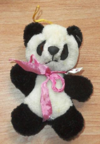 Vintage Chinese Small 5 Inch Stuffed Panda Bear Pure Wool Cute