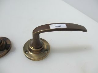Vintage Bronze Lever Door Handles Round Plates Old Brass 4