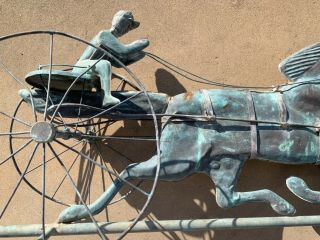 Vintage Antique Weather Vane Horse Carriage Copper Man Large Folk Art Manor