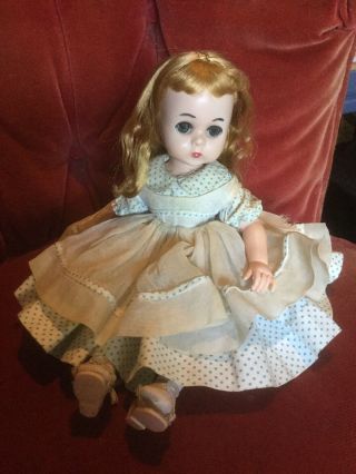 Pretty Vintage Polka Dot Dress & Apron On Alexander Lissy Doll 11”