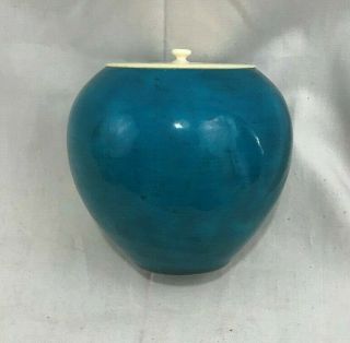 Antique Chinese Turquoise Blue Glaze Porcelain Jar With Lid 3 " High