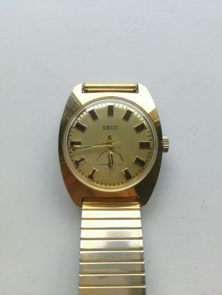 Vintage 1970s Germany Osco 17 Jewels Waterprotected Gold Plated Wrist Watch