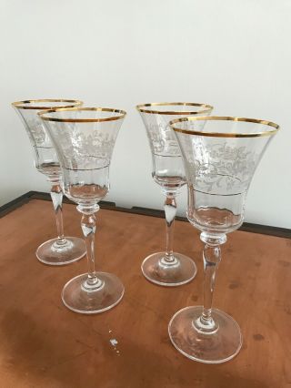 Mikasa Antique Lace Middle Floral Wine Glasses Set Of 4