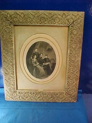 Orig 1860s Civil War Framed Abraham Lincoln,  Family Portrait Engraving Print