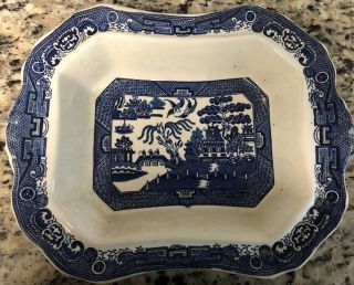 Antique Allertons Blue Willow Covered Vegetable Dish Serving
