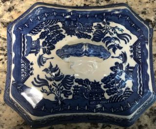 Antique Allertons Blue Willow Covered Vegetable Dish Serving 5