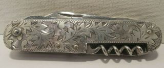 Vintage - Sterling Silver/925 - Ornate Design - Utility - Pocket Knife
