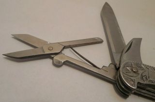 Vintage - Sterling Silver/925 - Ornate Design - Utility - Pocket Knife 6